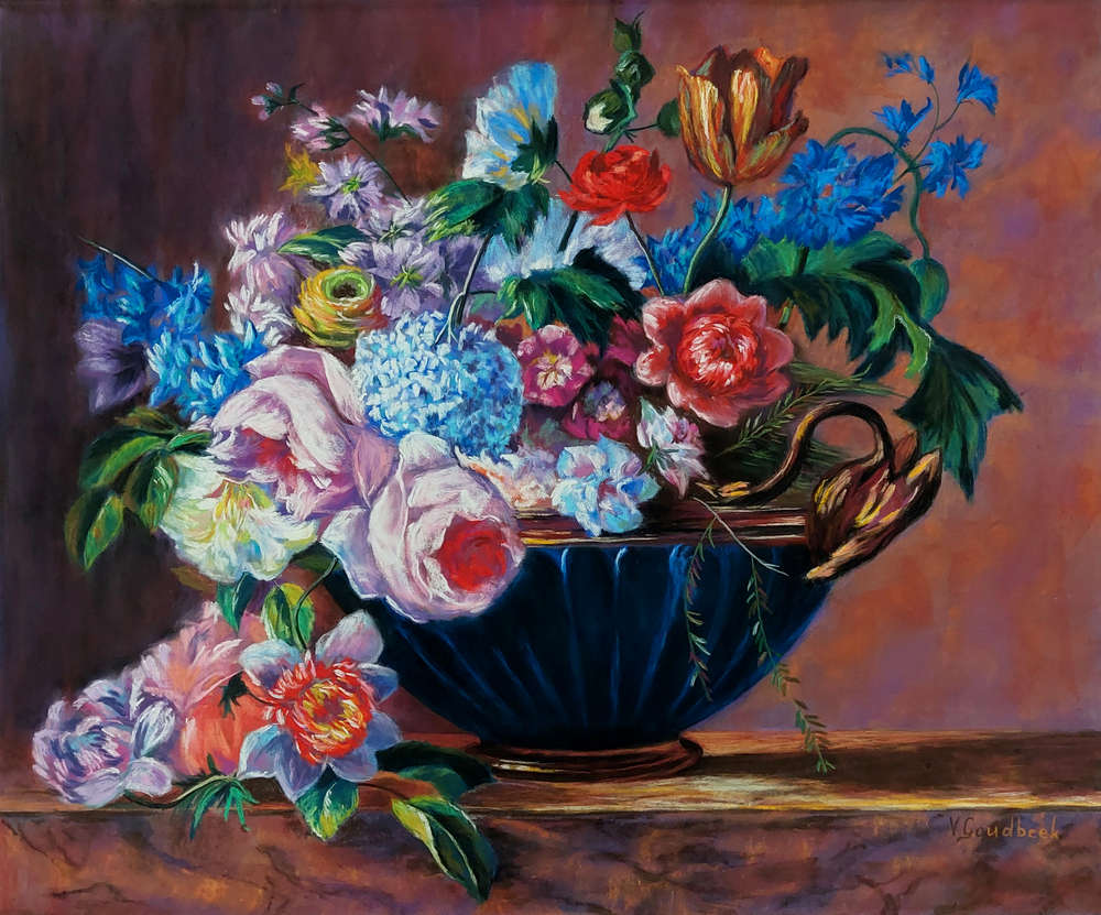 Still life with flowers in the style of the Dutch masters / series soft pastel 